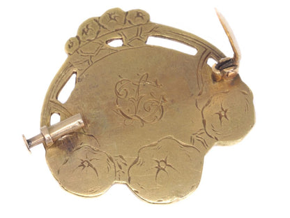 Antique Art Nouveau Zacha Diamond Set 18ct Gold Brooch