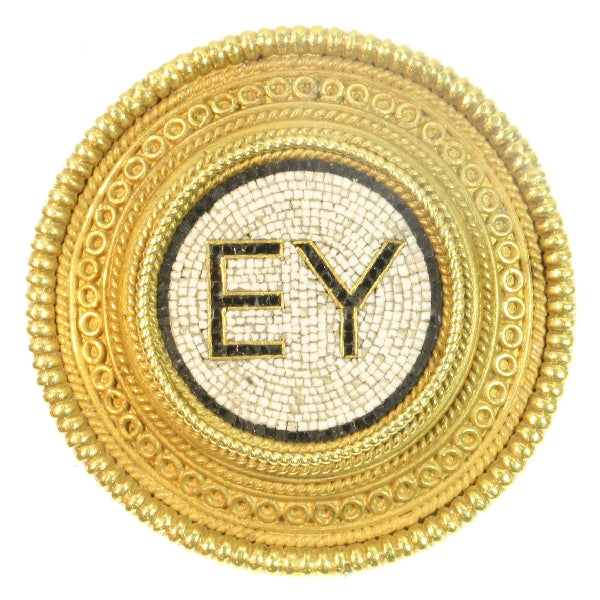 Antique Victorian Castellani Micro Mosaic 18ct Gold Brooch