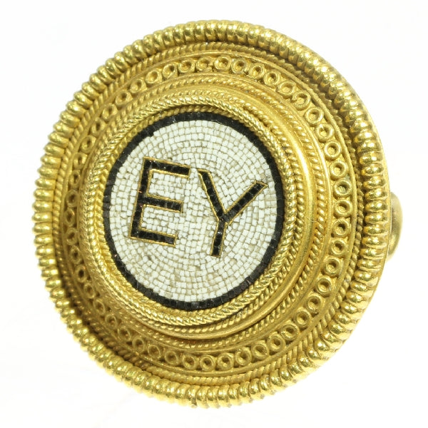 Antique Victorian Castellani Micro Mosaic 18ct Gold Brooch