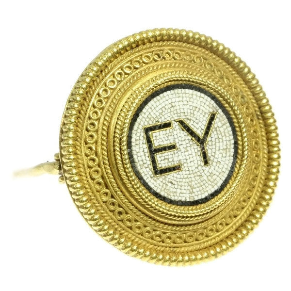 Antique Victorian Castellani Micro Mosaic 18ct Gold Brooch