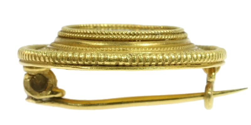 Antique Victorian Castellani Micro Mosaic 18ct Gold Brooch