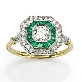 Emerald & Diamond Target Cluster Ring
