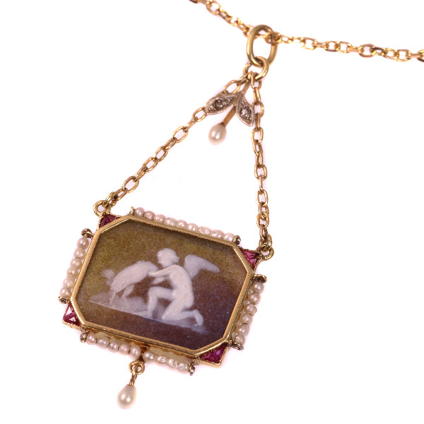 Antique Victorian Cameo Pendant on Gold Chain