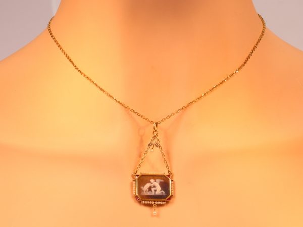 Antique Victorian Cameo Pendant on Gold Chain