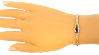 Antique Belle Epoque Sapphire and Diamond Bracelet in Gold and Platinum
