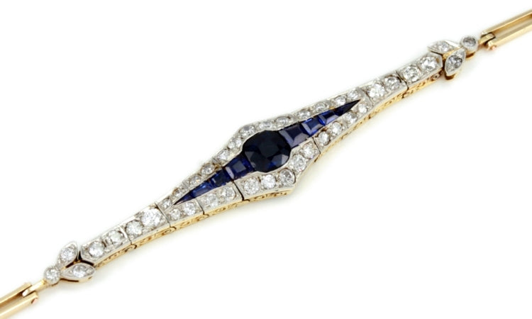 Antique Belle Epoque Sapphire and Diamond Bracelet in Gold and Platinum