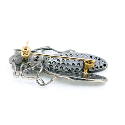 14 Carat Gold, Silver, Diamond, Emerald, Ruby and Sapphire Insect Brooch