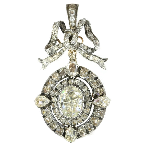 Magnificent Antique Victorian Rose Cut Diamond Set Brooch Pendant