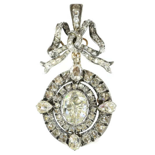 Magnificent Antique Victorian Rose Cut Diamond Set Brooch Pendant