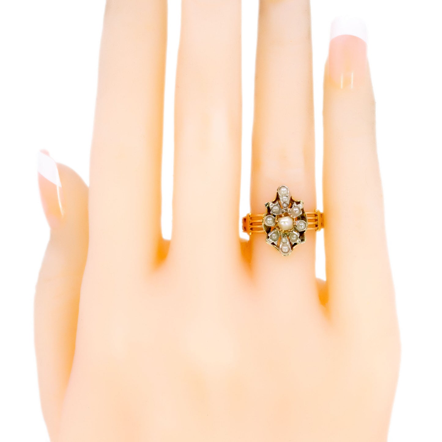 Pearl 18k Silver Antique Ring 12323-2325