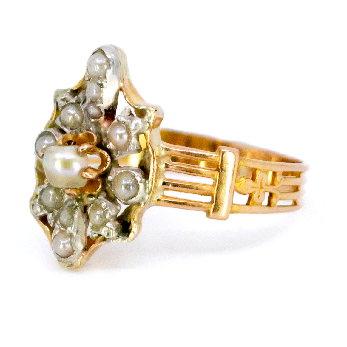 Pearl 18k Silver Antique Ring 12323-2325