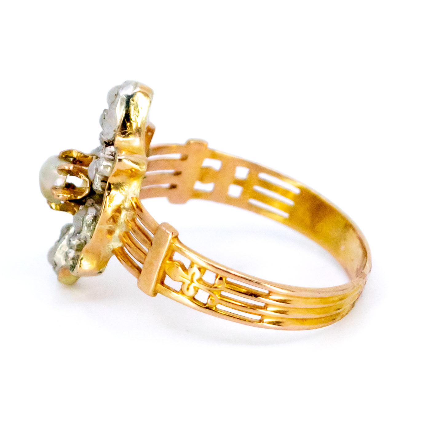 Pearl 18k Silver Antique Ring 12323-2325