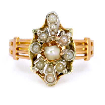 Pearl 18k Silver Antique Ring 12323-2325