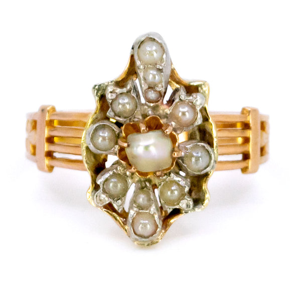 Pearl 18k Silver Antique Ring 12323-2325