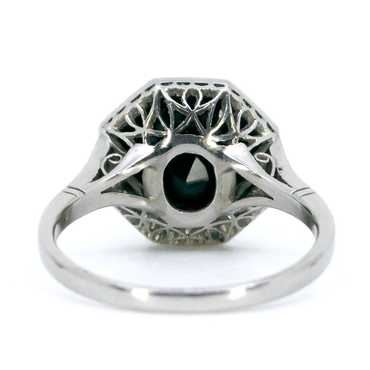 Art Deco Platinum, Octagonal Black Onyx and Diamond Ring, 1.40 Carats