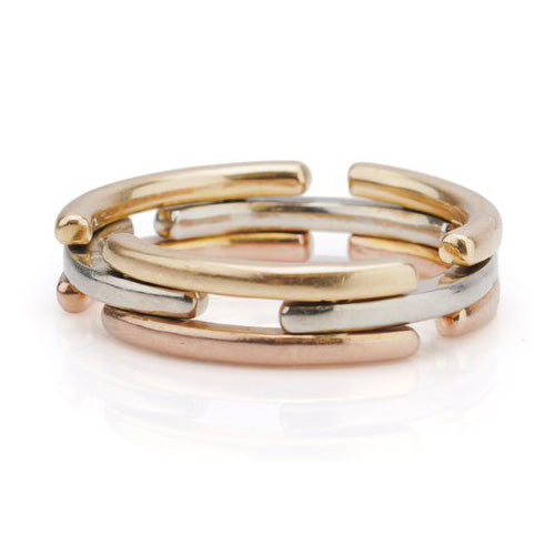 Bvlgari Tri Colour Gold Collapsible Ring