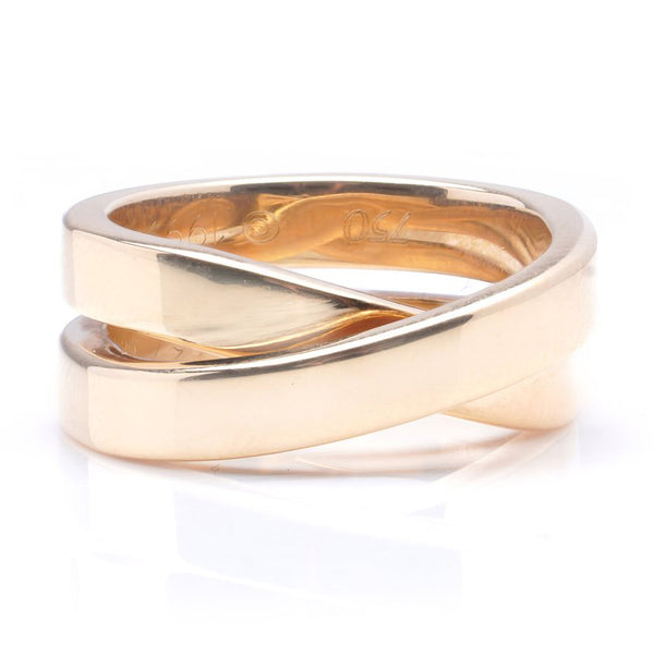 Cartier Nouvelle Vague Cross Gold Ring, 18ct yellow gold unique wave-like design with cross at centre. Made in France, Circa 1999. With authentication certificate and original box