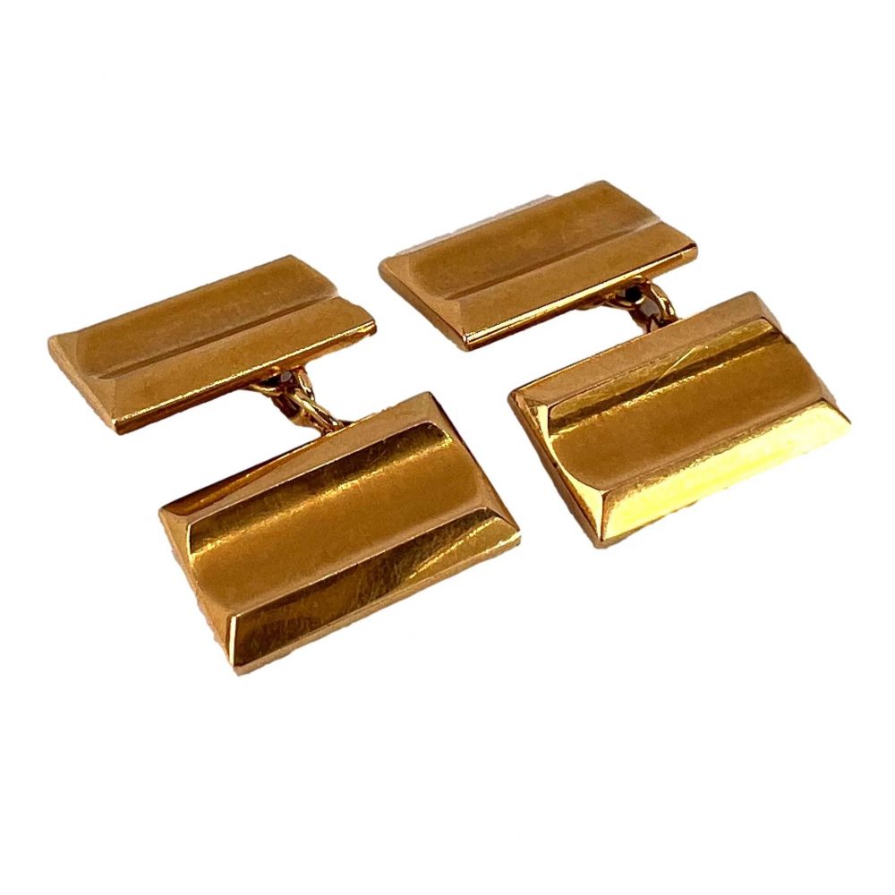 French Retro Tank Style 18ct Yellow Gold Cufflinks