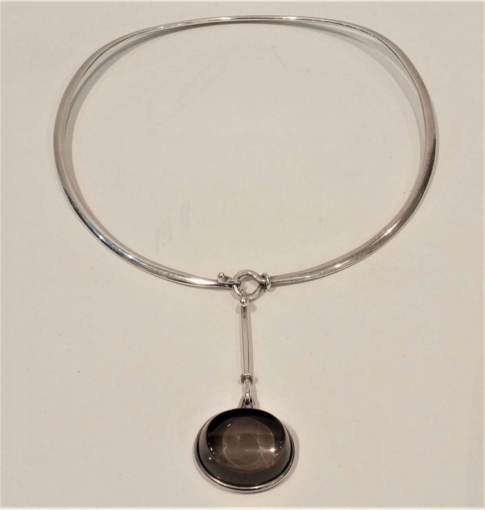 Georg Jensen Torun Smokey Quartz Torque Necklace. Numbered 410 (311B)