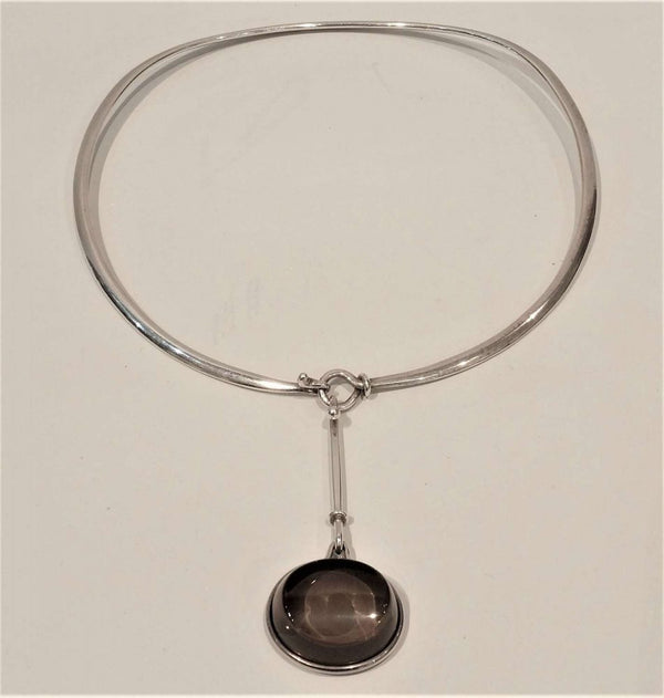 Georg Jensen Torun Smokey Quartz Torque Necklace. Numbered 410 (311B)