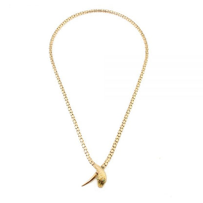 Antique Victorian Yellow Gold Snake Necklace with Tourmaline Eyes, crafted from 9ct yellow gold, Made in England, Circa 1860s