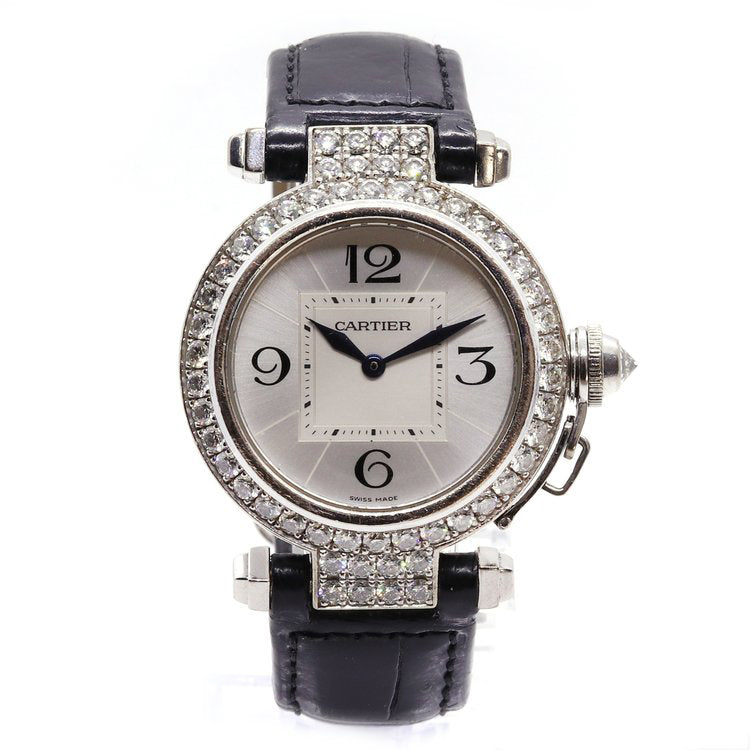 Cartier Pasha 18ct White Gold Quartz Watch with Diamond Set Bezel