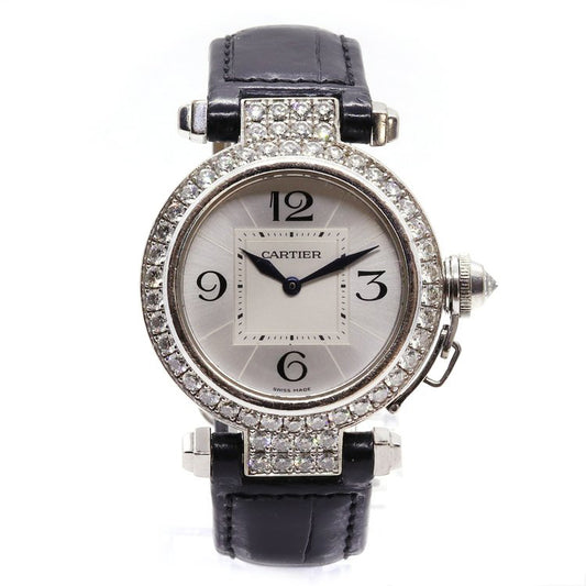 Cartier Pasha 18ct White Gold Quartz Watch with Diamond Set Bezel