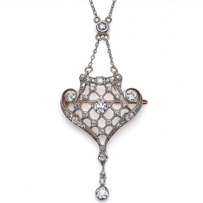 Fine Antique Cartier Edwardian 2.4ct Diamond Pendant Brooch