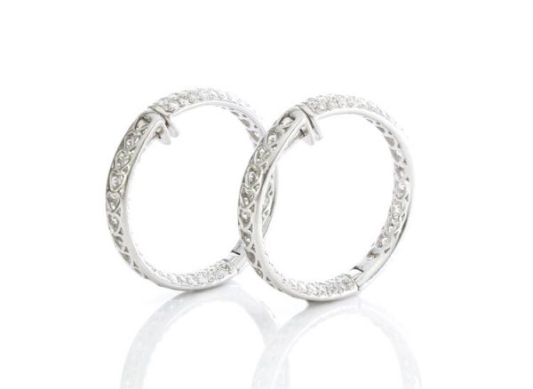 Odelia 8.19ct Diamond Hoop Earrings in 18ct White Gold