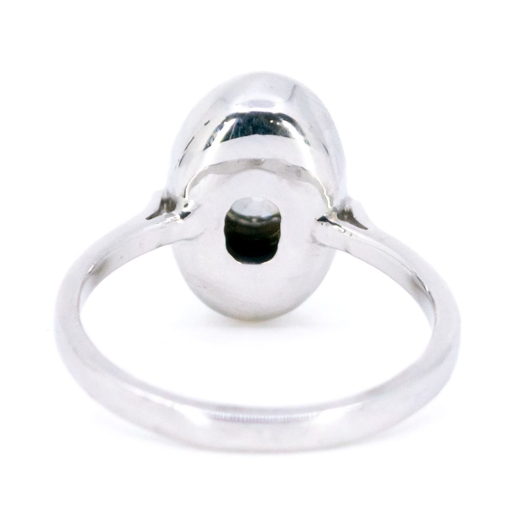 Vintage 1 Carat Old Cut Diamond And Sapphire Halo Ring In 18 Carat White Gold