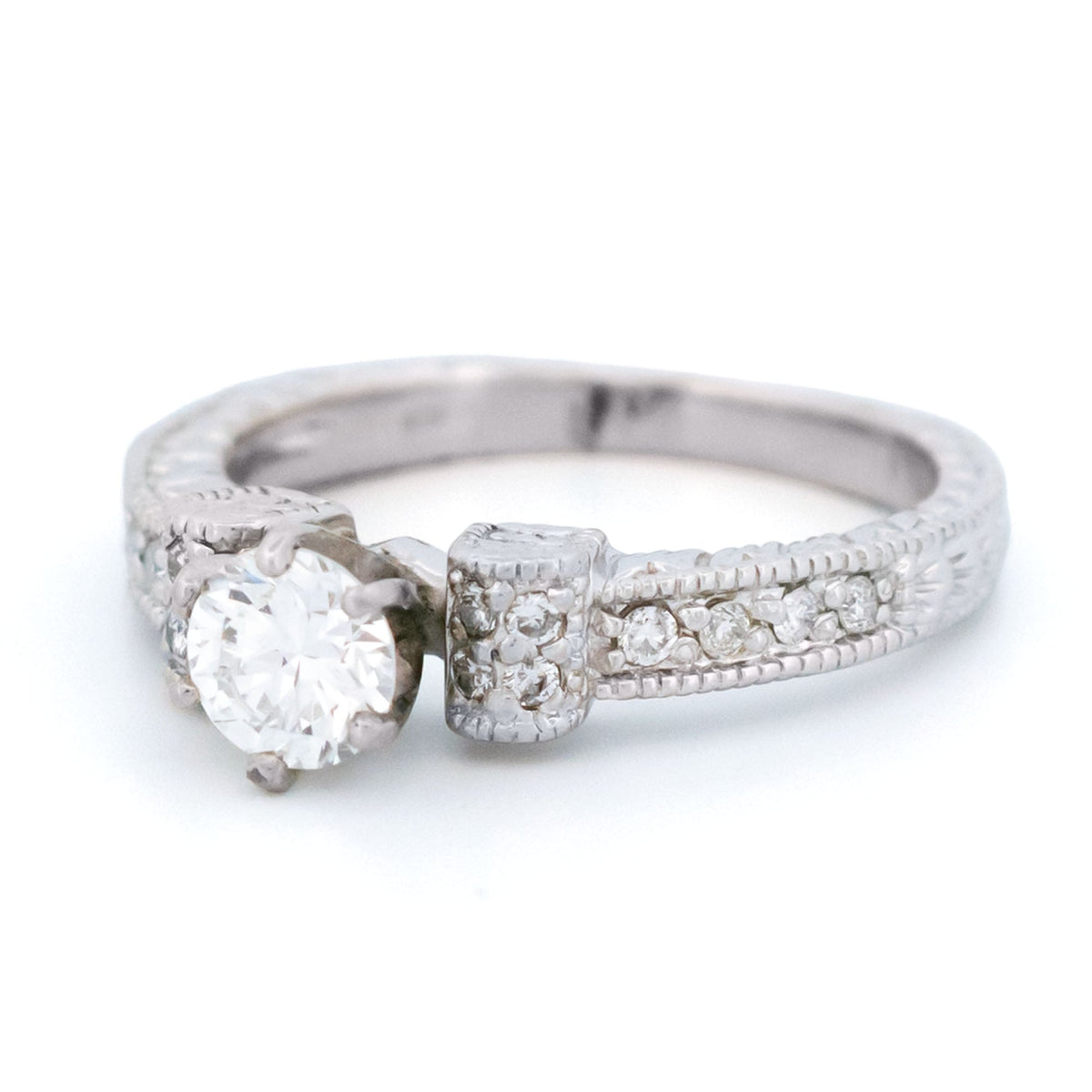 18 Carat White Gold Brilliant Cut Diamond Engagement Ring, 0.55 Carat