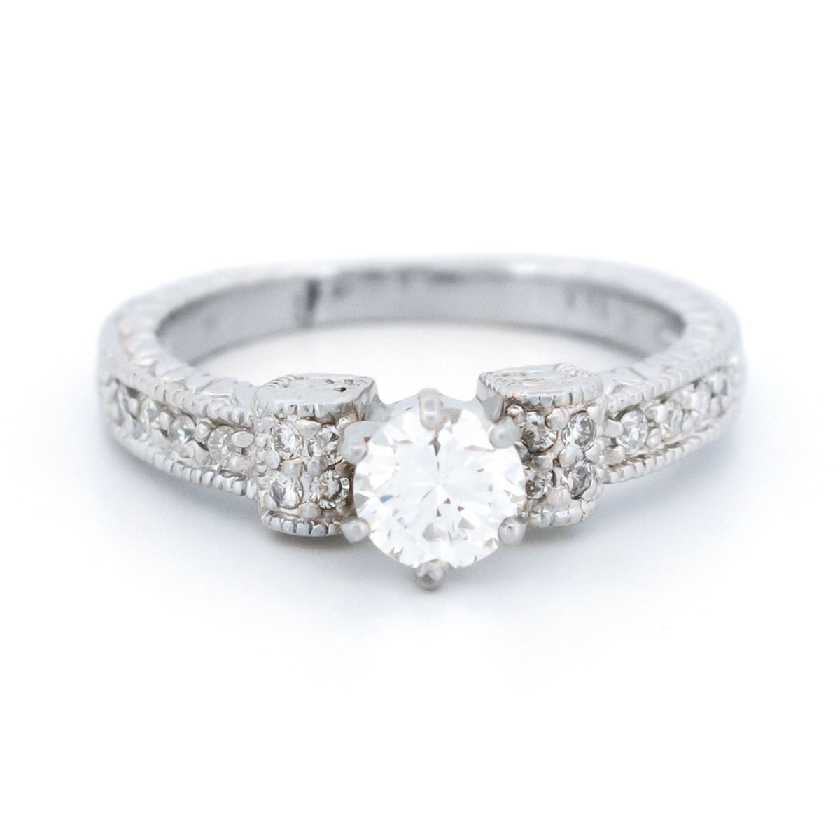 18 Carat White Gold Brilliant Cut Diamond Engagement Ring, 0.55 Carat