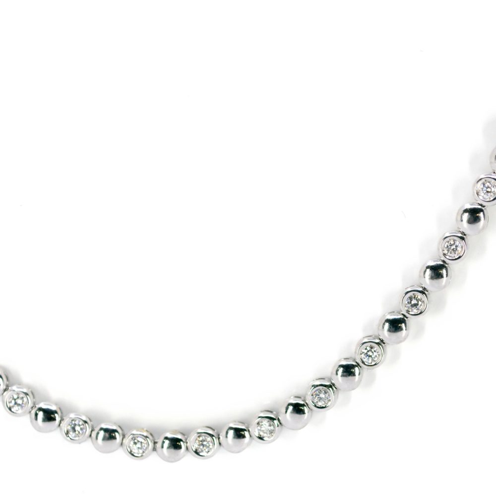 Vintage Diamond Tennis Necklace In 18 Carat White Gold