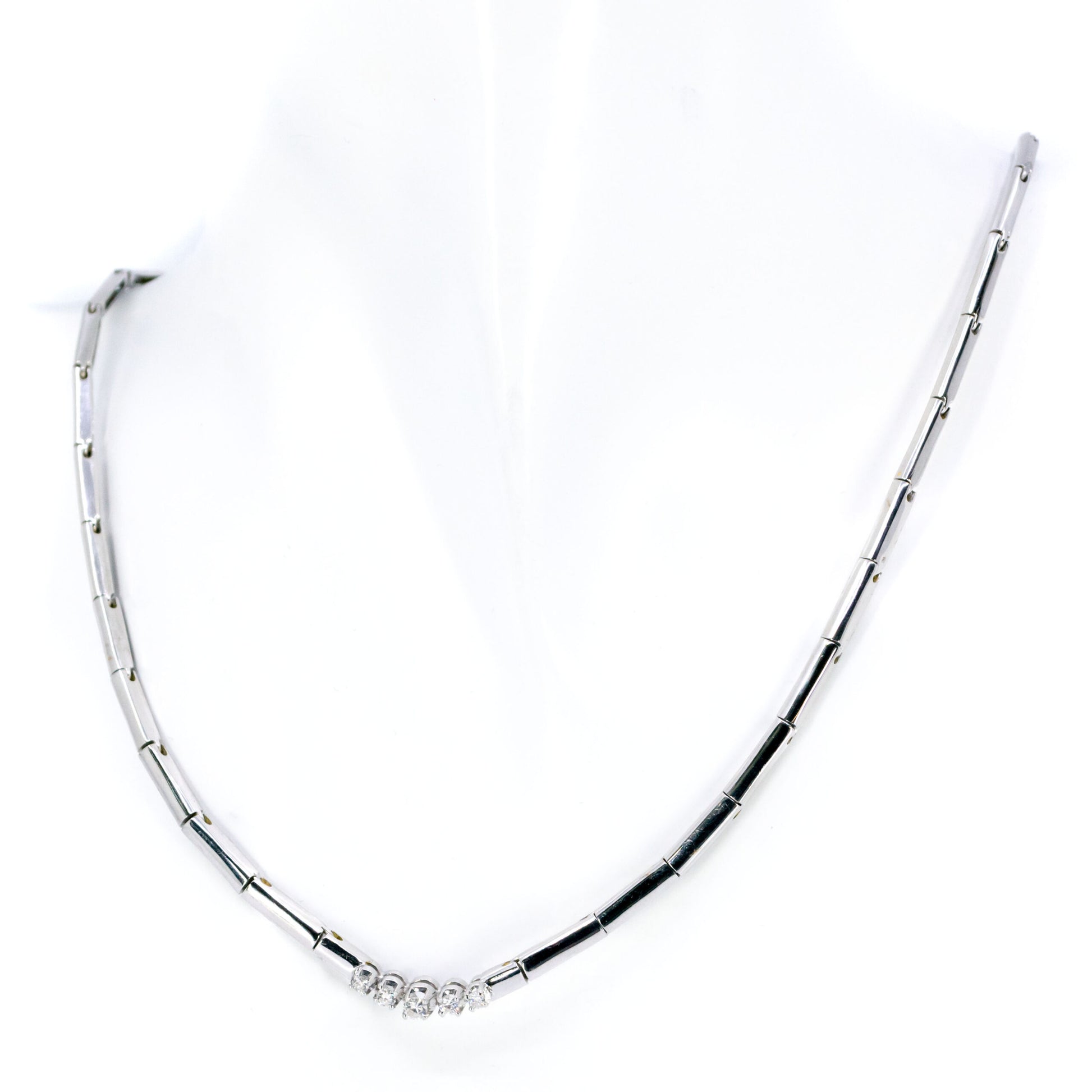 Vintage 18 Carat White Gold Brilliant Cut Diamond Necklace, 0.25 Carat