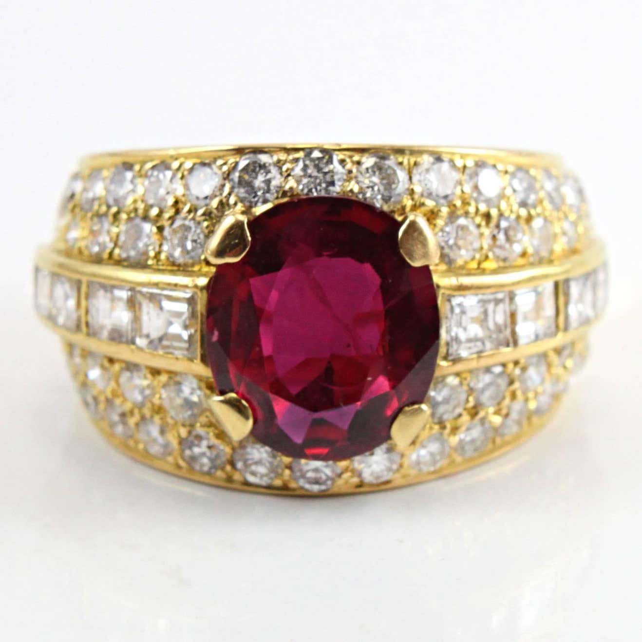 Vintage 2.46ct Ruby and Diamond Dress Ring in 18ct Yellow Gold
