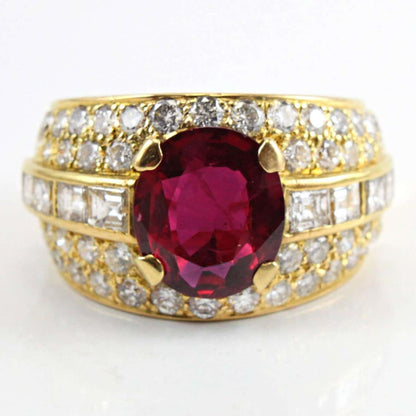 Vintage 2.46ct Ruby and Diamond Dress Ring in 18ct Yellow Gold