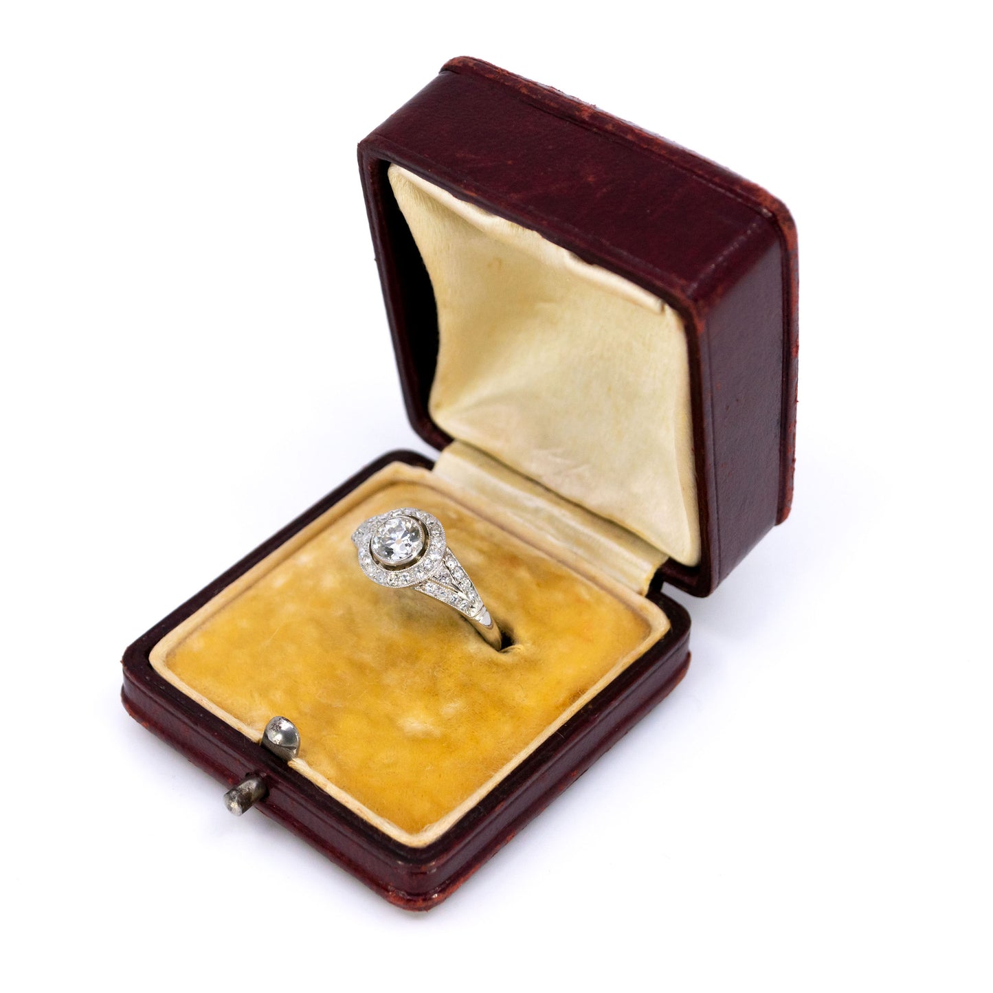 Vintage Platinum Old Mine-Cut Diamond Halo Cluster Ring, 0.65 Carat