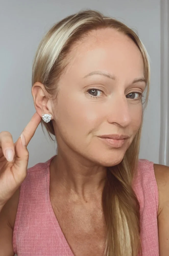 Vintage French 5.80ct Heart Diamond Cluster Stud Earrings