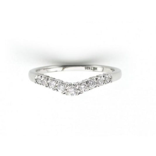 Diamond Wishbone Half Eternity Ring in Platinum; set with nine round brilliant cut diamonds totalling 0.25 carats, Ring size L ½ UK