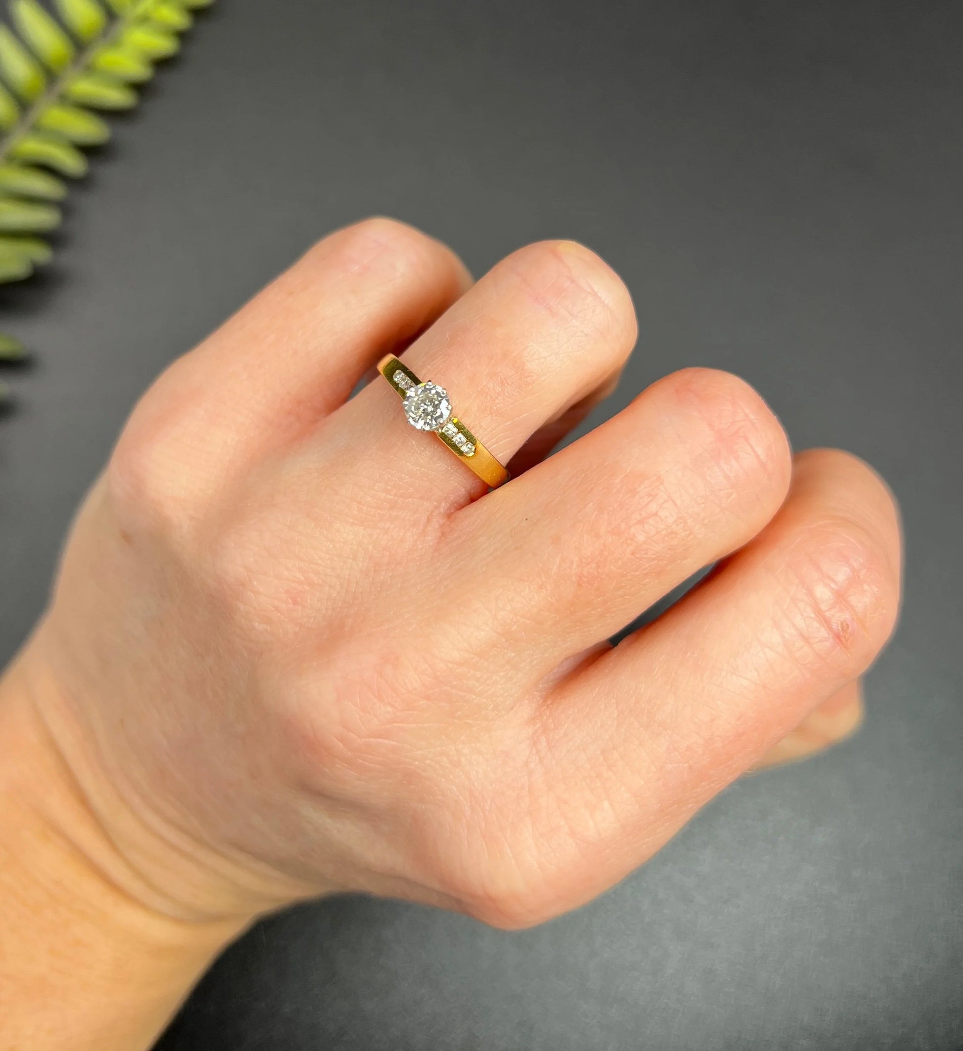 Vintage 18 ct White And Yellow Gold Solitaire Diamond Engagement Ring