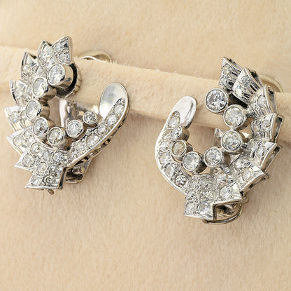 Art Deco Italian 40cts Emerald and 3.20ct Diamond Night and Day Earrings by Umberto Fontana