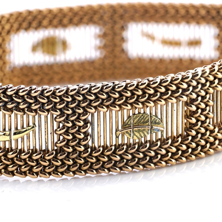 Vintage 18ct Yellow Gold Braid Openwork Bracelet