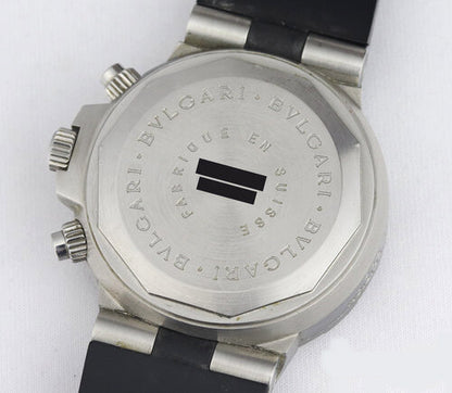 Bvlgari Diagono Fifa Limited Edition 38mm Steel Automatic Chronograph Watch, on Bulgari black hardened rubber strap with deployment buckle