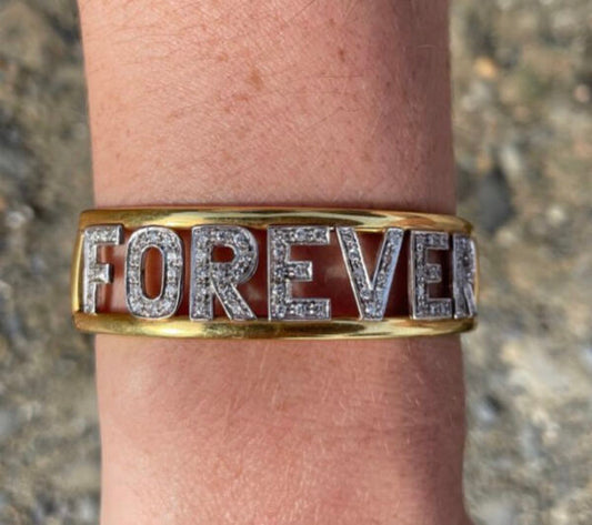Vintage Italian 18ct Yellow Gold Forever Bracelet with Diamonds, Circa 1990