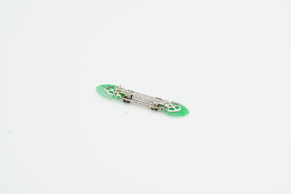 Boucheron Art Deco Platinum Brooch with Jade Onyx and Diamonds