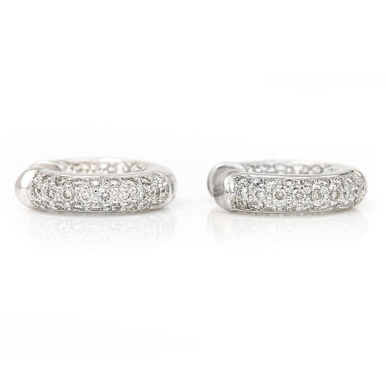 1.3ct Diamond Huggie Hoop Earrings in 18ct White Gold