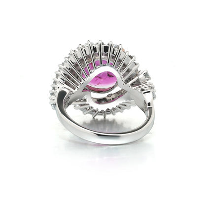 White Gold Ruby and Diamond Ballerina Cocktail Ring, 2.25ct Ruby