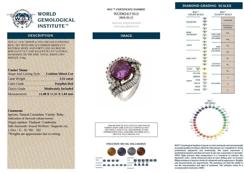 White Gold Ruby and Diamond Ballerina Cocktail Ring, 2.25ct Ruby