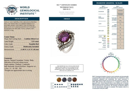 White Gold Ruby and Diamond Ballerina Cocktail Ring, 2.25ct Ruby