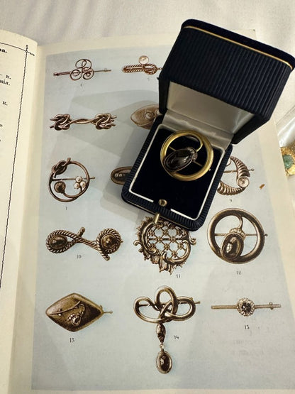 Karl Faberge Amethyst and Diamond Brooch In 14 Carat Yellow Gold